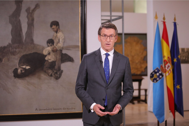El presidente gallego, Alberto Núñez Feijóo, en el discurso de Fin de Año