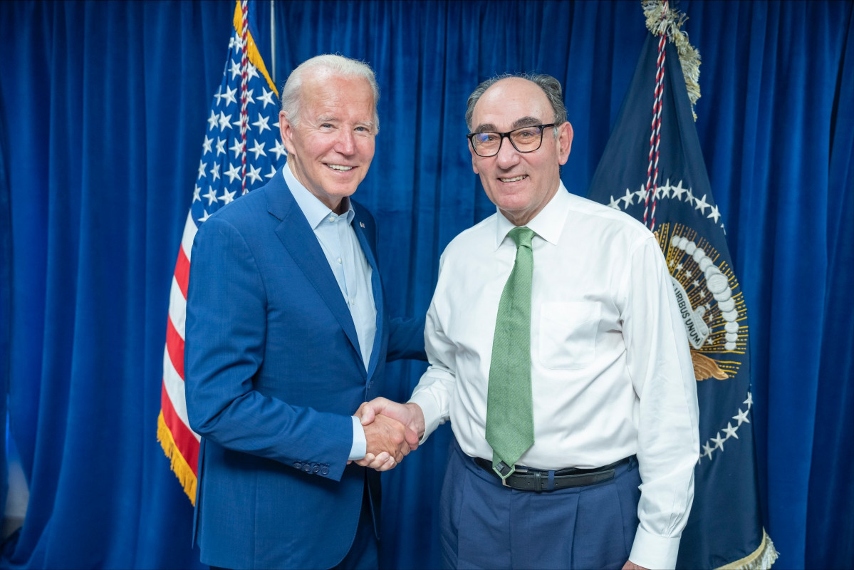 El presidente de Iberdrola, Ignacio Sánchez Galán, en una reunión con el presidente de Estados Unidos, Joe Biden
