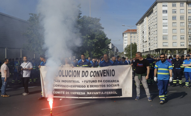 Los trabajadores de Navantia Ferrol se plantan y exigen desbloquear el diálogo por el nuevo convenio