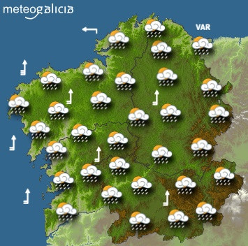 Predicciones meteorológicas para este martes en Galicia: Cielo nubñado y lluvias con el avance de la jornada