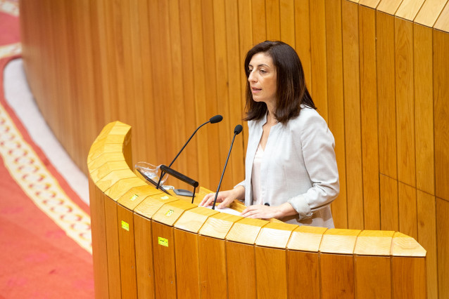 La conselleira de Medio Ambiente, Ángeles Vázquez, comparece en el Parlamento de Galicia para defender la nueva ley de patrimonio natural.