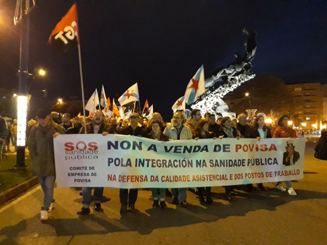 Imagen de la cabecera de la manifestación de este jueves.
