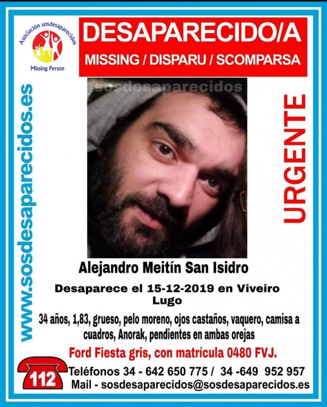 Hombre de 34 años desaparecido en Viveiro (Lugo).