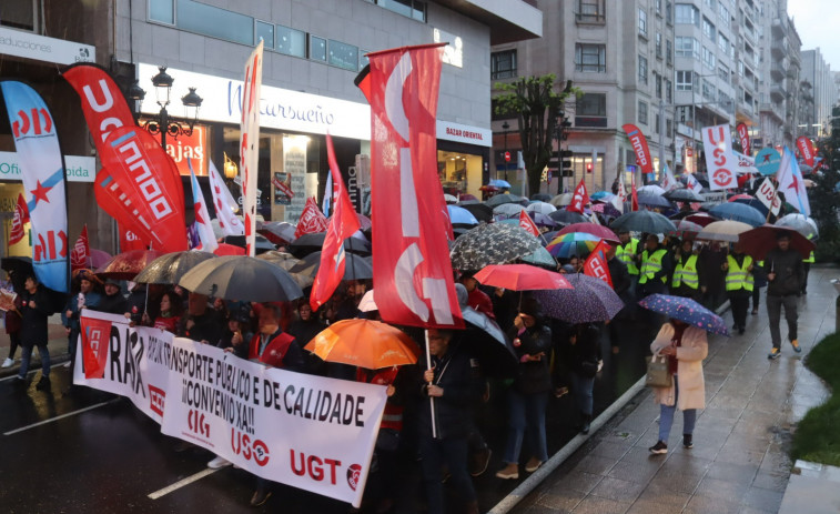 Manifestación en Vigo para reclamar la renovación del convenio en Vitrasa